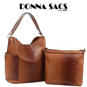 DONNA SACS - Ostrich Embossed faux leather Side Pocket 2 in 1 Hobo